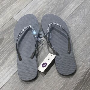 Gray Glitter Flip Flops size 11